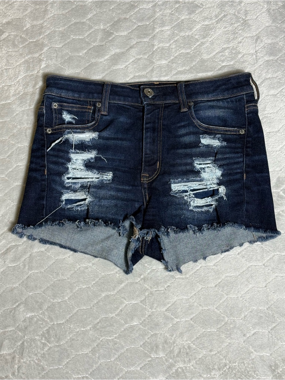 American Eagle Hi-Rise Shortie Distressed Denim Shorts Women’s Size 8